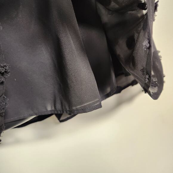 LIME & CHILI Tank Blouse Women L Black Babydoll Swiss Dot Sheer Polka Dot Summer - Picture 7 of 9